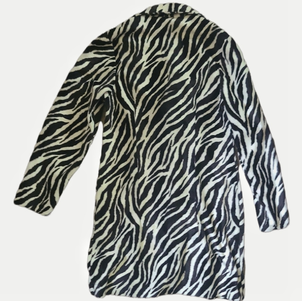 Vintage Zebra Print Button Front Coat By Rave City - image 2